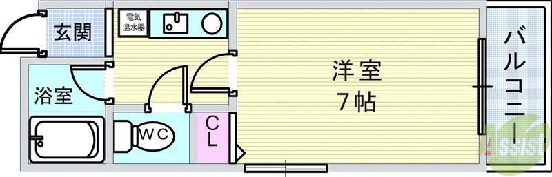 ステイツ豊中本町ビル(1K/4階)の間取り写真