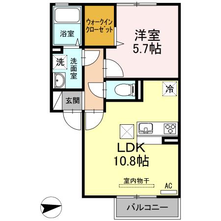 メゾンシャルム春日(1LDK/1階)の間取り写真