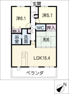 ファヴォール白壁(3LDK/4階)の間取り写真