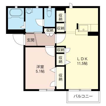 ソレーユ美鈴(1LDK/2階)の間取り写真