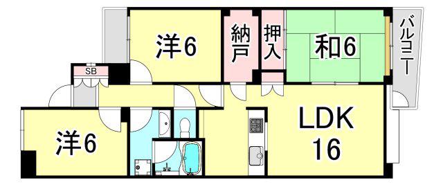 ドルチェ甲子園(3LDK/1階)の間取り写真
