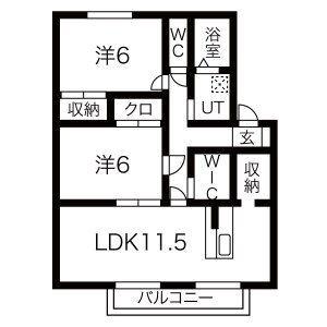 アネックス華 ブラウン(2LDK/1階)の間取り写真