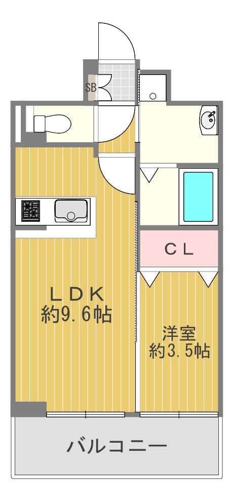 ラウレア田辺(1LDK/2階)の間取り写真