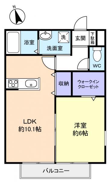 ソレジオE(1LDK/2階)の間取り写真