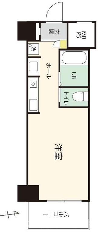 ダイアパレス東神田(ワンルーム/4階)の間取り写真
