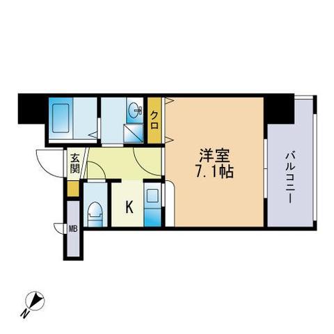 フロンティアテラス南天神(1K/9階)の間取り写真