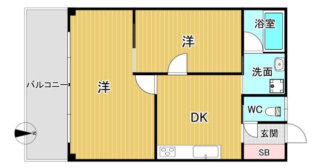 東洋コーポラス(2DK/4階)の間取り写真
