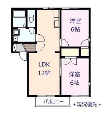 アネックス石塔II(2LDK/1階)の間取り写真