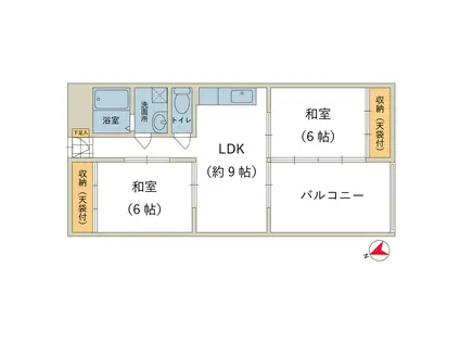 キクマンション(2LDK/3階)の間取り写真