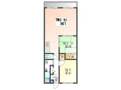 フォブール高松南B棟(2LDK/2階)の間取り写真