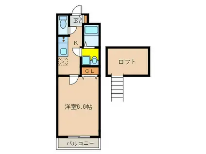 パインフォートレス(1K/1階)の間取り写真