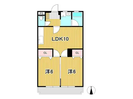 コーポ三協I(2LDK/3階)の間取り写真