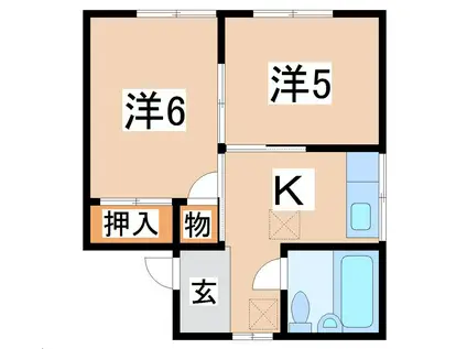 コーポコスモス(2K/1階)の間取り写真