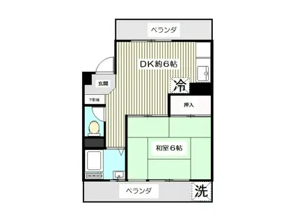 ハイツ葵(1DK/3階)の間取り写真