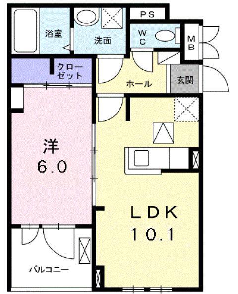 LA PAIX(1LDK/3階)の間取り写真