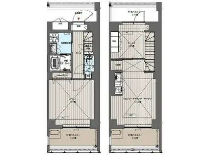 ルーチェヴィラ菊川(2LDK/5階)の間取り写真