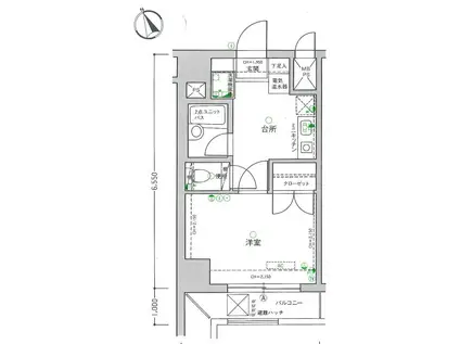 レクセル長岡(1DK/8階)の間取り写真