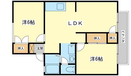 ハイネスKII(2LDK/2階)の間取り写真