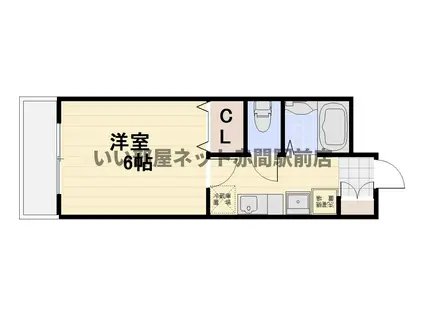 ＪＲ鹿児島本線 赤間駅 徒歩2分 3階建 築8年(1K/3階)の間取り写真