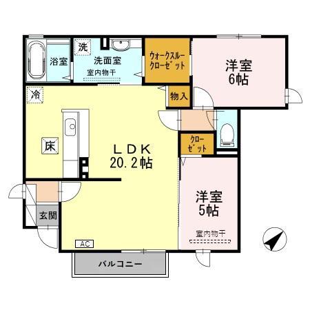 エアユール(2LDK/1階)の間取り写真