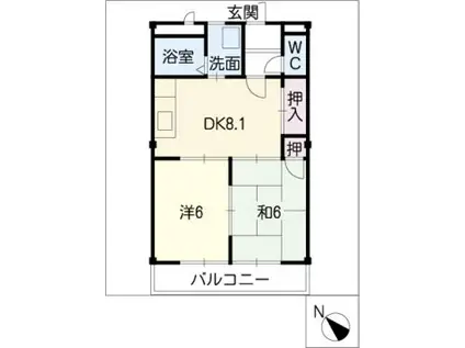 アーバン北門(2DK/1階)の間取り写真