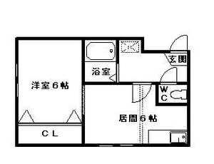 ノースランド南8条(1DK/2階)の間取り写真
