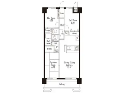 グランドールUNS(3DK/11階)の間取り写真