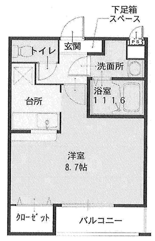 フジパレス駒川中野(ワンルーム/2階)の間取り写真