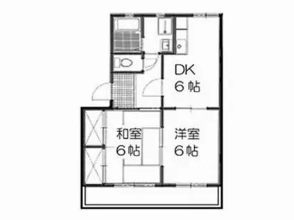 オリオンハイツA(2DK/1階)の間取り写真