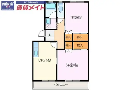 モンレーヴ志摩 I(2DK/1階)の間取り写真