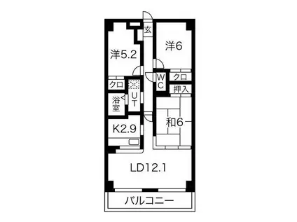 日本泉ビル(3LDK/6階)の間取り写真