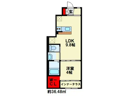 CHAT NOIR M.M(1LDK/1階)の間取り写真