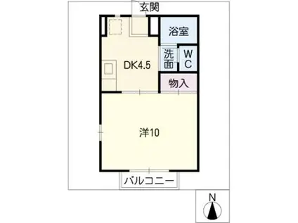 プロパティ中川 B棟(1DK/2階)の間取り写真