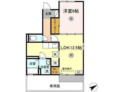 ブルーム米原A棟(1LDK/1階)の間取り写真