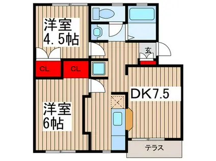 サンハウス今井A(2DK/1階)の間取り写真