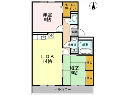 バティール西小森野 A棟(2LDK/3階)の間取り写真