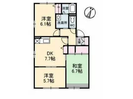 リッシュ伊藤B棟(3DK/1階)の間取り写真