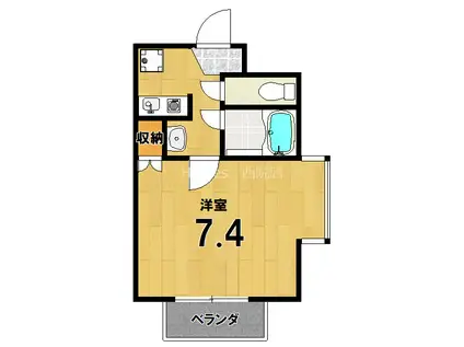 ヴィラ嵐山(1K/3階)の間取り写真