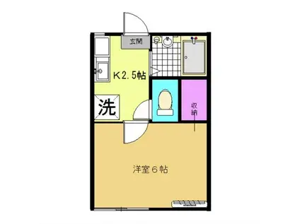 ハミング(1K/2階)の間取り写真