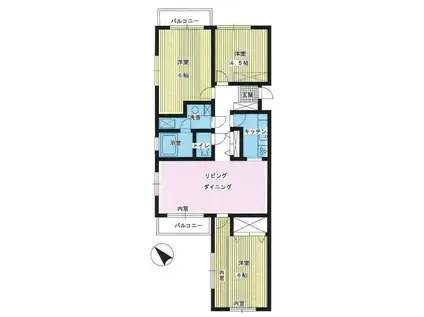 グラン・ドムール北上尾(3LDK/2階)の間取り写真