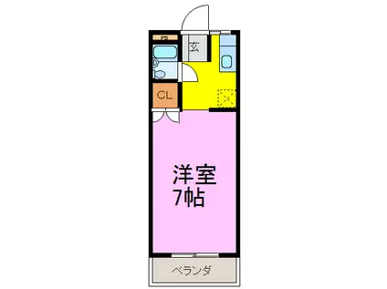 グリーンハイツ(1K/1階)の間取り写真