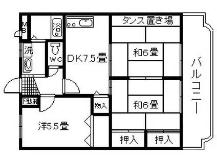 ユーマンハイツ(3DK/1階)の間取り写真