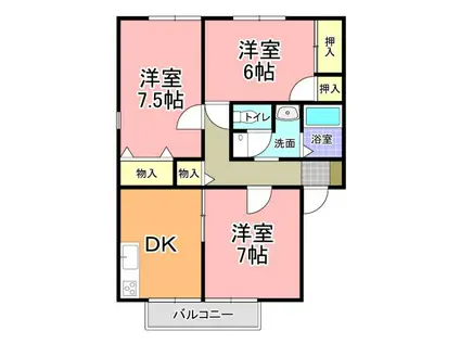 グリーンヒル上野 C棟(3DK/2階)の間取り写真