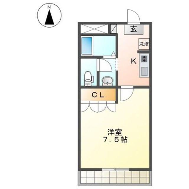 アイリスハイム(1K/2階)の間取り写真