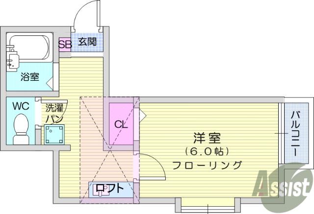 ステーブルSS(1K/1階)の間取り写真