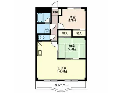 マンションドリームフェアリー(2LDK/2階)の間取り写真