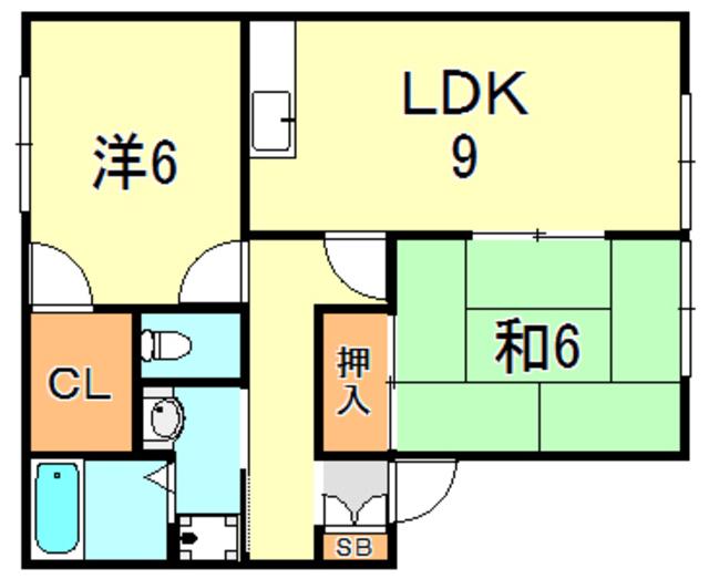 サンビレッジ出合I(2LDK/2階)の間取り写真