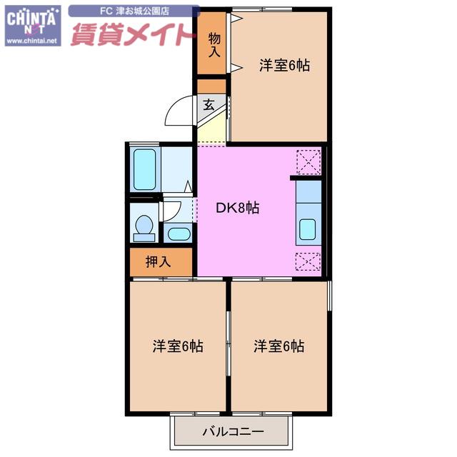 コーポ池まち花やしき(3DK/1階)の間取り写真