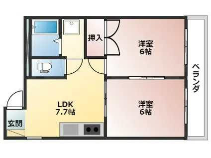 KAWAMAビル(2DK/3階)の間取り写真