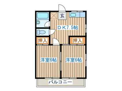 初向サンコーポ(2DK/2階)の間取り写真